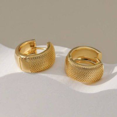 18kt gold-plated small wide hoop earrings