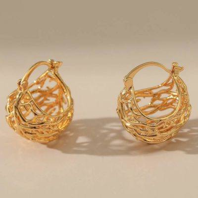 18kt gold-plated bird nest earrings