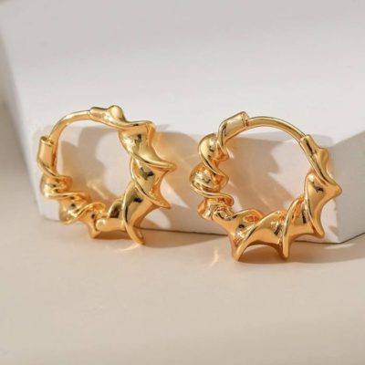 18kt gold-plated twist hoop earrings