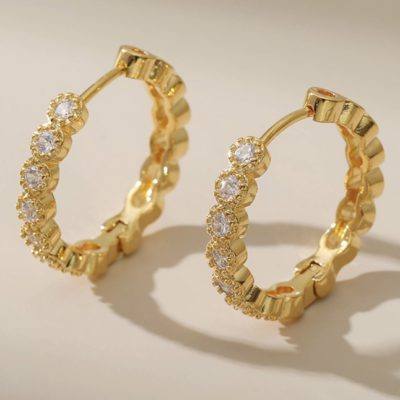 18kt gold-plated hoop earrings with cubic zirconia stones