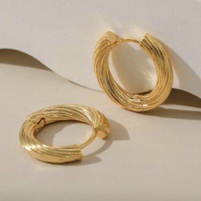 18kt gold-plated twisted rope hoop earrings