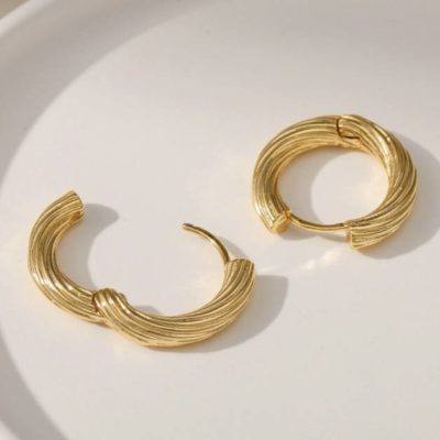 18kt gold-plated twisted rope hoop earrings