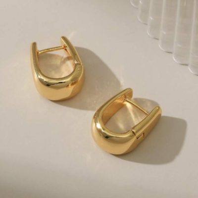 18kt gold-plated soft U-shaped hoop earrings