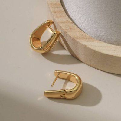 18kt gold-plated soft U-shaped hoop earrings