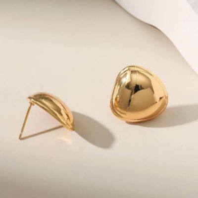 18kt gold-plated pebble stud earrings