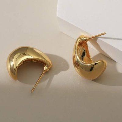 18kt gold-plated polished half bean hoop earrings