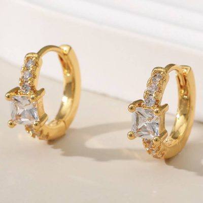 18kt gold-plated diamante huggie earrings