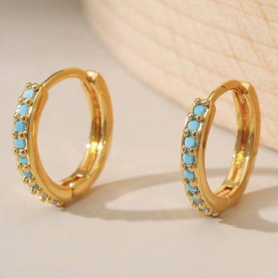 18kt gold-plated turquoise huggie earrings