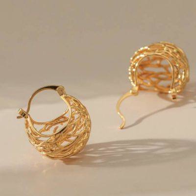 18kt gold-plated bird nest earrings