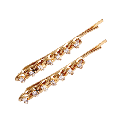 Gold Tone Rhinestone Hair Clips