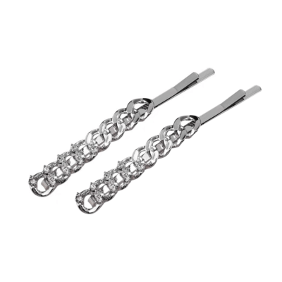 Silver Rhinestone Hair Clips