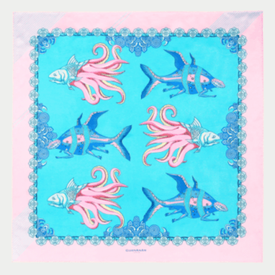 The Fish square silk scarf FS0119